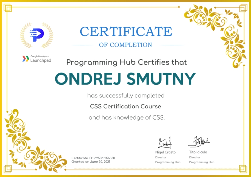 certifikat zaklady css