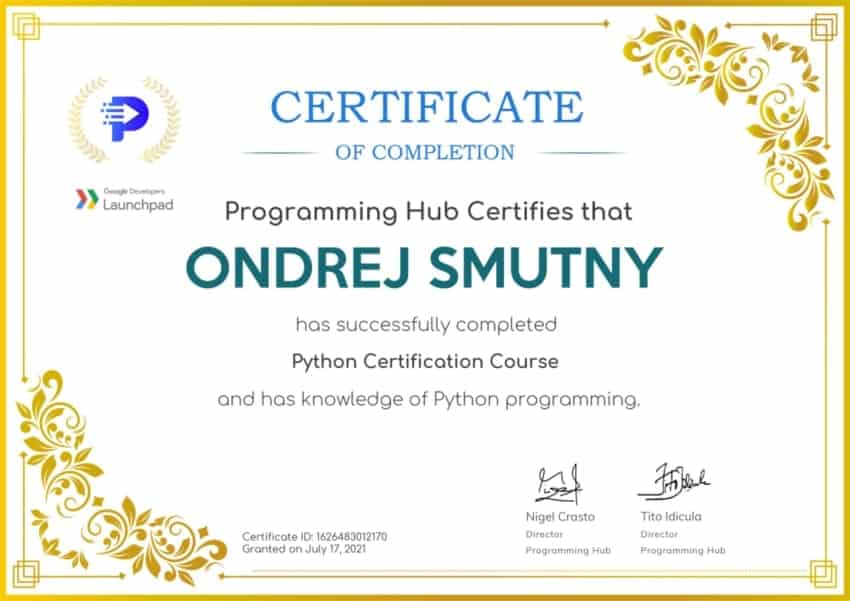 Certifikát - základy jazyka Python | Smuton.cz