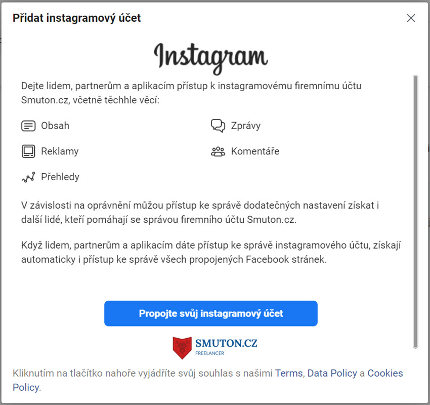 Přidání Instagramu do Business Managera