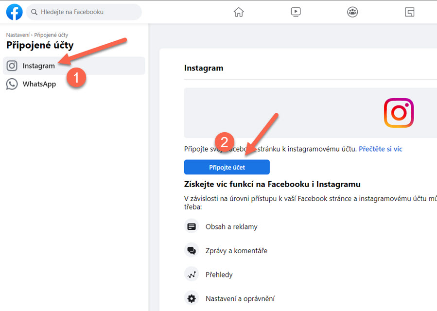 Jak propojit Facebook účet s Instagramem?