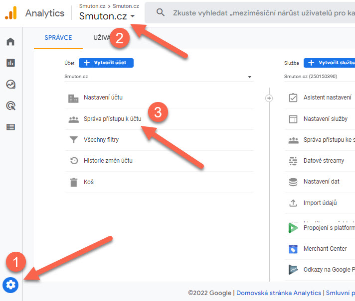 Sdílení přístupu do Google Analytics | Smuton.cz